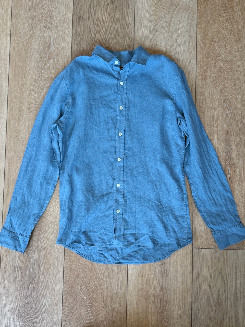 Mavi Shirt‎ Mens Small Blue Slim Fit Button Up Front Linen Long Sleeve Casual